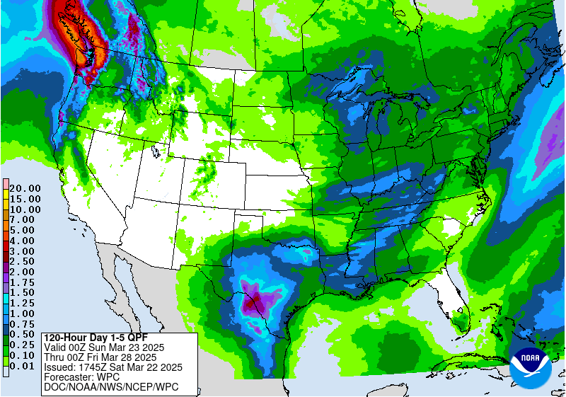 5 Day Rainfall Amounts