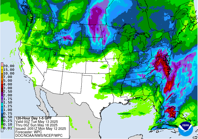 TexasRiverData.com 5-Day Rain Forecast