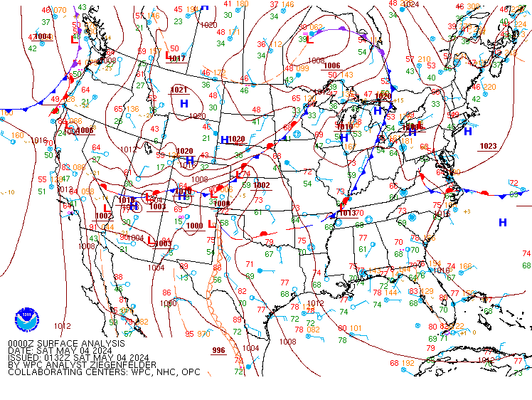 NOAA/NWS Storm Prediction Center (SPC) - Surface Observation Plot