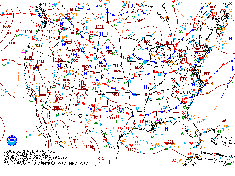 NOAA/NWS Storm Prediction Center (SPC) - Surface Observation Plot