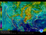 Latest United States (CONUS) surface analysis overlaid with IR satellite imagery