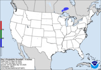 Probability of snowfall greater than or equal to 4 inches