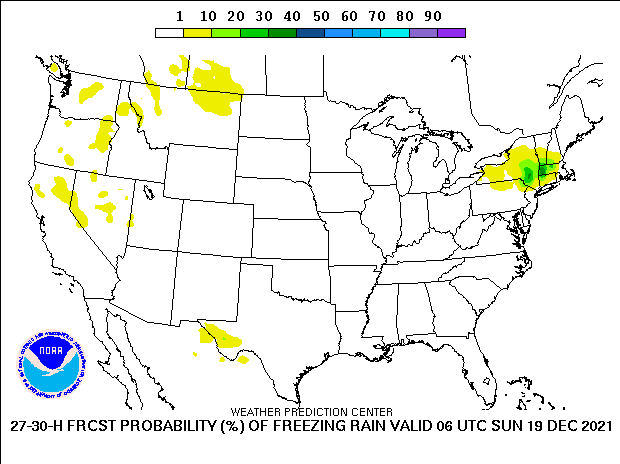 3-hour probability of freezing rain ending at 06Z December 19, 2021