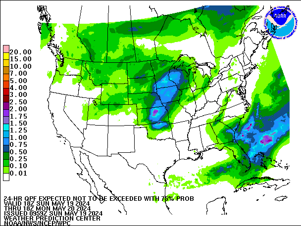 24-Hour 75th
                     Percentile QPF valid 18Z May 20, 2024