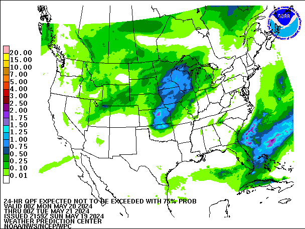 24-Hour 75th
                     Percentile QPF valid 00Z May 21, 2024