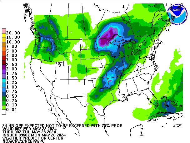 24-Hour 75th
                     Percentile QPF valid 00Z May 23, 2024