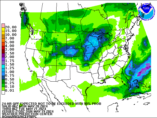 24-Hour 90th
                     Percentile QPF valid 06Z May 21, 2024