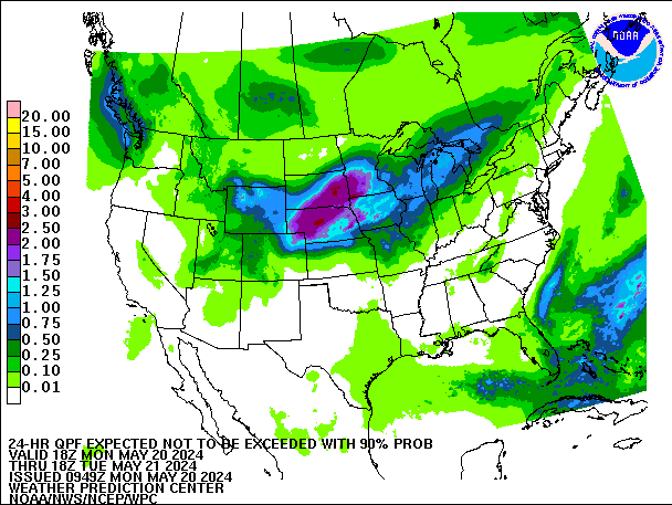 24-Hour 90th
                     Percentile QPF valid 18Z May 21, 2024