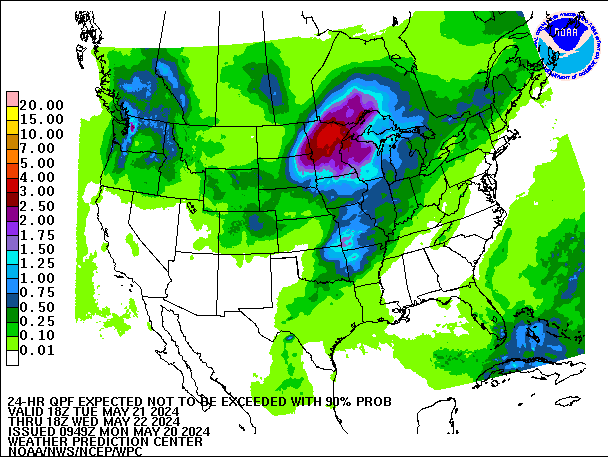 24-Hour 90th
                     Percentile QPF valid 18Z May 22, 2024