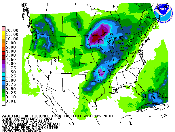 24-Hour 90th
                     Percentile QPF valid 00Z May 23, 2024
