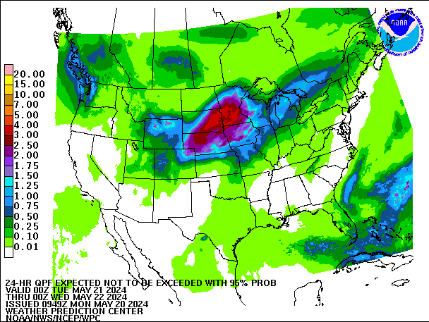 24-Hour 95th
                     Percentile QPF valid 00Z May 22, 2024