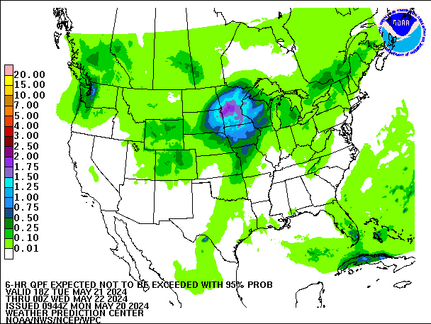 6-Hour 95th
                     Percentile QPF valid 00Z May 22, 2024