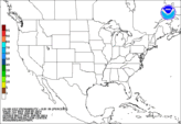 Day 1 probability of freezing rain accumulating greater than or equal to 0.01 inch.