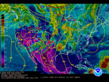 Latest United States (CONUS) surface analysis overlaid with IR satellite imagery